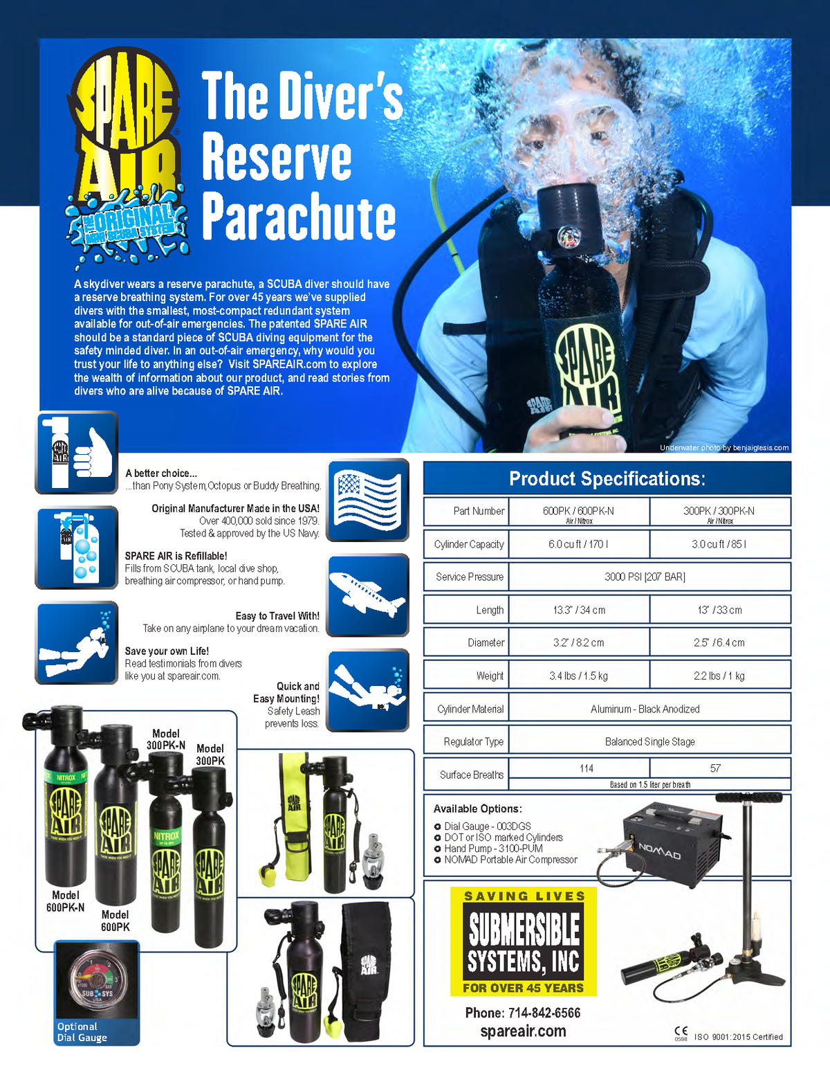 Spare Air 600, TECHNICAL DIVING TASMANIA